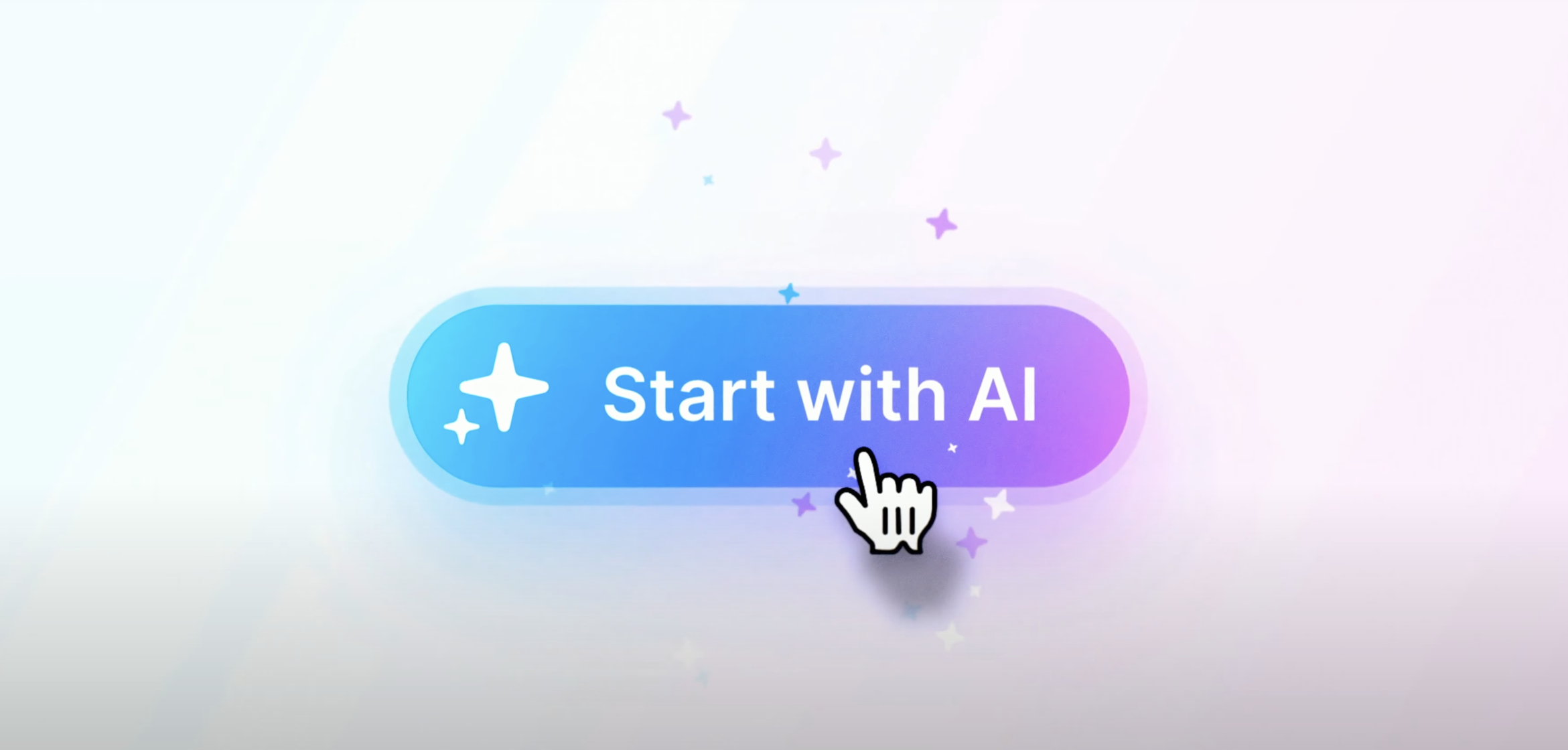 Framer AI 홍보 영상 중, 'Start with AI'라는 버튼을 누르는 장면